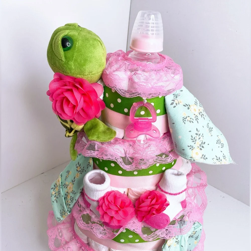 Turtle Girls Diaper Cake